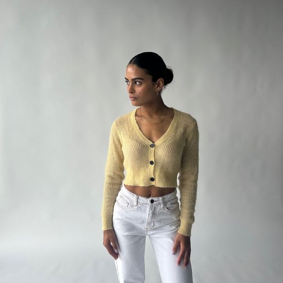 Kendal Jenner vibe Mohair Yellow Sweater - Picture 1 of 5